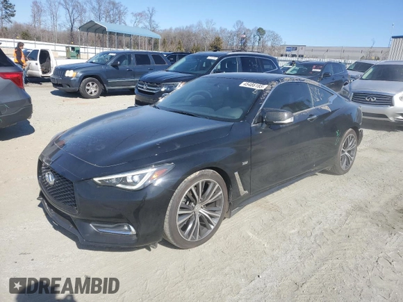 2018 Infiniti Q60 Luxe with VIN JN1EV7EL1JM393040, listed as a Copart auction lot 45486185 with 54,369 mi miles and Salvage Title. Bid and sale history available at DreamBid. Image 1.