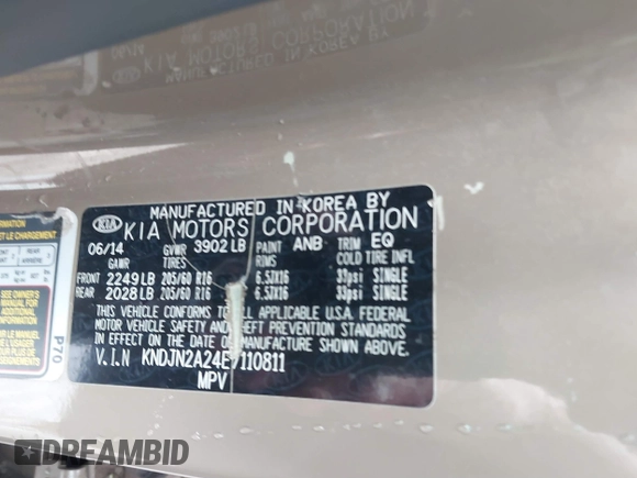 2014 Kia Soul with VIN KNDJN2A24E7110811, listed as a IAAI auction lot 41727977 with 149,707 mi miles. Bid and sale history available at carsss.com. Image 9.