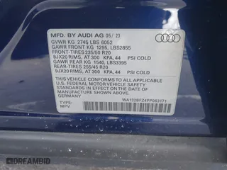 2023 Audi Q4 e-tron Sportback Premium Plus with VIN WA132BFZ4PP063171, listed as a IAAI auction lot 41213898 with 12,708 mi miles. Bid and sale history available at carsss.com. Image 9.