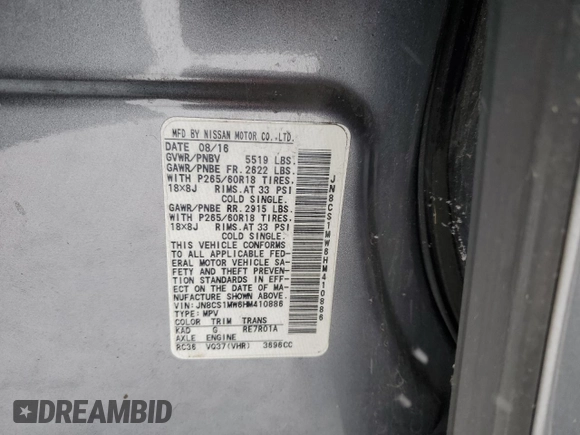 2017 Infiniti QX70 z VIN JN8CS1MW6HM410886, wystawiony jako Copart lot #54278645 z przebiegiem Nie podano mil oraz Tytuł czysty. Historia ofert i sprzedaży dostępna na DreamBid. Obrazek 13.