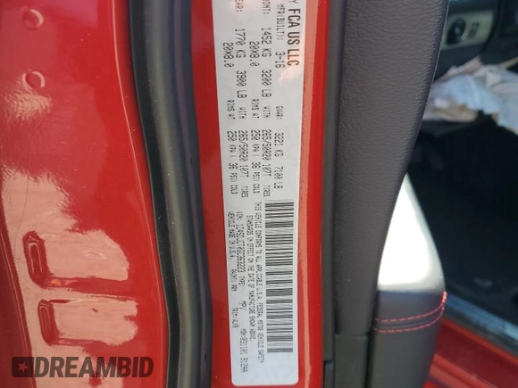 2016 Dodge Durango R/T with VIN 1C4SDJCT0GC363223, listed as a Copart auction lot 49968855 with 137,597 mi miles and Salvage Title. Bid and sale history available at DreamBid. Image 15.