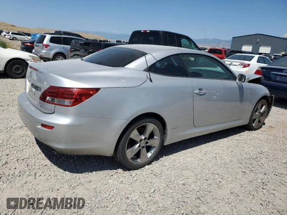 2010 Lexus IS 350 C with VIN JTHFE2C21A2501066, listed as a Copart auction lot 58827455 with 124,657 mi miles and Salvage title. Bid and sale history available at DreamBid. Image 3.