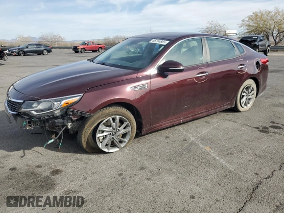 2019 Kia Optima LX with VIN 5XXGT4L31KG282038, listed as a Copart auction lot 45764855 with 53,126 mi miles and Salvage Title. Bid and sale history available at carsss.com. Image 1.