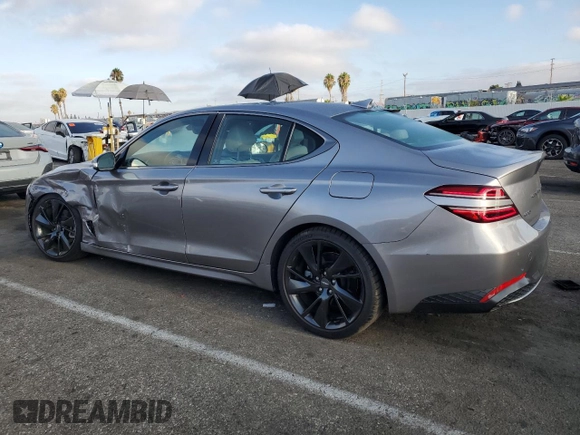 2023 Genesis G70 2.0T with VIN KMTG34TA0PU120788, listed as a Copart auction lot 68816274 with 9,481 mi miles and Salvage Title. Bid and sale history available at DreamBid. Image 2.
