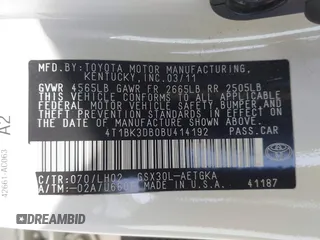 2011 Toyota Avalon with VIN 4T1BK3DB0BU414192, listed as a IAAI auction lot 42099301 with 220,967 mi miles and . Bid and sale history available at carsss.com. Image 9.