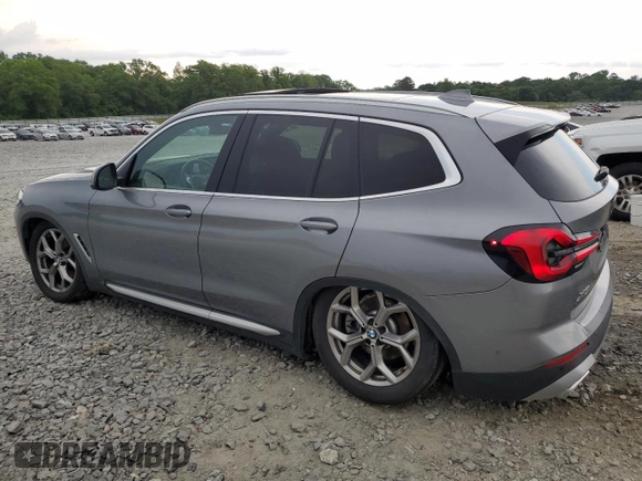 2023 BMW X3 xDrive30i with VIN 5UX53DP04P9S68659, listed as a Copart auction lot 54368385 with 26,650 mi miles and Salvage Title. Bid and sale history available at DreamBid. Image 2.