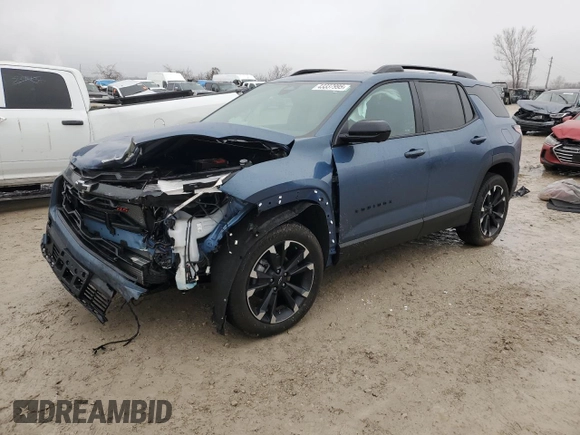 2025 Chevrolet Equinox AWD RS z VIN 3GNAXTEG9SL126104, wystawiony jako Copart lot #43337995 z przebiegiem 5 348 mil mil oraz Szkoda całkowita • Salvage title. Historia ofert i sprzedaży dostępna na DreamBid. Obrazek 1.