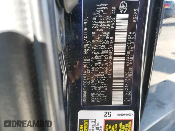 2021 Toyota Camry SE Nightshade with VIN 4T1G11AK9MU537168, listed as a Copart auction lot 77656134 with 78,594 mi miles and Salvage Title. Bid and sale history available at carsss.com. Image 13.
