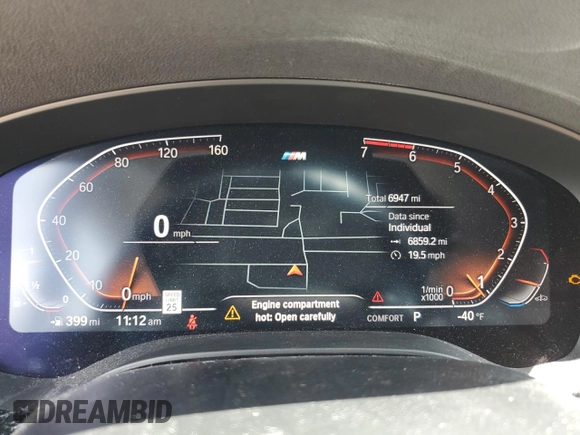 2023 BMW 5 Series 530i with VIN WBA53BH02PCM55841, listed as a Copart auction lot 58391765 with 6,947 mi miles and Salvage title. Bid and sale history available at DreamBid. Image 9.