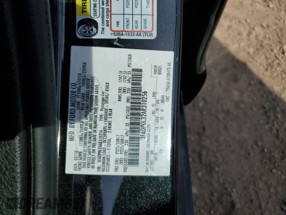 2010 Ford Fusion Hybrid с VIN 3FADP0L32AR310256, выставлен на аукционе Copart как лот 54310965 с пробегом 126 258 миль миль и Списание • Salvage title. История ставок и продаж доступна на DreamBid. Изображение 12.