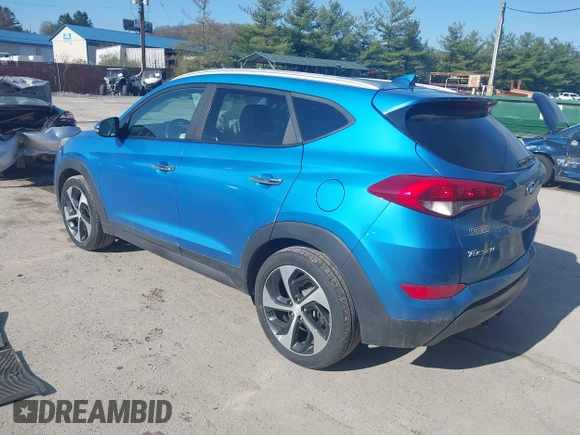 2016 Hyundai Tucson Eco with VIN KM8J3CA24GU054350, listed as a IAAI auction lot 41983769 with 132,424 mi miles. Bid and sale history available at carsss.com. Image 3.