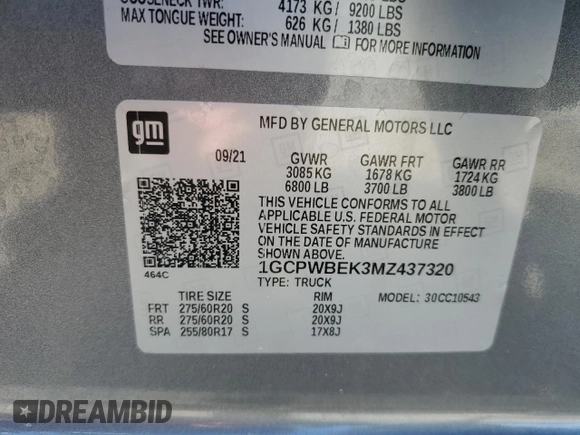 2021 Chevrolet Silverado 1500 Custom with VIN 1GCPWBEK3MZ437320, listed as a Copart auction lot 49348155 with 28,563 mi miles and Salvage Title. Bid and sale history available at DreamBid. Image 13.