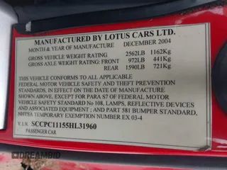 2005 Lotus Elise z VIN SCCPC11155HL31960, wystawiony jako IAAI lot #42274316 z przebiegiem 97 679 mil mil oraz . Historia ofert i sprzedaży dostępna na DreamBid. Obrazek 9.