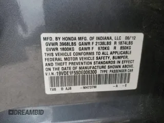 2013 Acura ILX Premium Pkg with VIN 19VDE1F55DE006300, listed as a Copart auction lot 53430155 with 69,340 mi miles and Salvage Title. Bid and sale history available at carsss.com. Image 12.