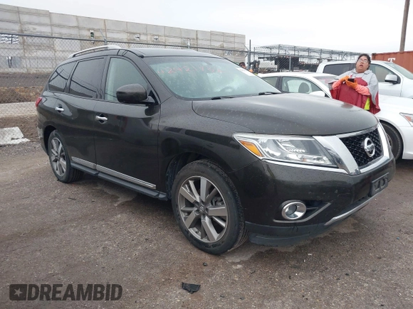 2015 Nissan Pathfinder Platinum z VIN 5N1AR2MM7FC622794, wystawiony jako IAAI lot #42421732 z przebiegiem 91 197 mil mil oraz . Historia ofert i sprzedaży dostępna na DreamBid. Obrazek 1.