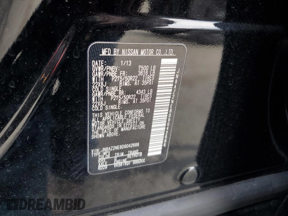 2013 Infiniti QX56 with VIN JN8AZ2NE8D9042688, listed as a Copart auction lot 50520505 with 88,145 mi miles and Salvage Title. Bid and sale history available at DreamBid. Image 13.