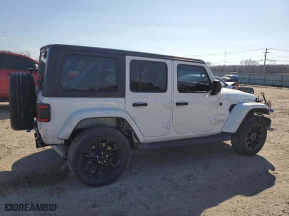 2023 Jeep Wrangler 4xe Sahara with VIN 1C4JJXP68PW599628, listed as a Copart auction lot 45758395 with 34,821 mi miles and Salvage Title. Bid and sale history available at carsss.com. Image 3.