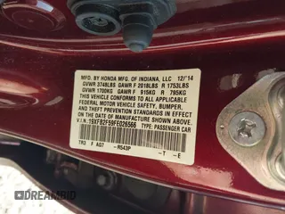 2015 Honda Civic LX with VIN 19XFB2F59FE026566, listed as a IAAI auction lot 41898679 with 42,112 mi miles. Bid and sale history available at carsss.com. Image 9.