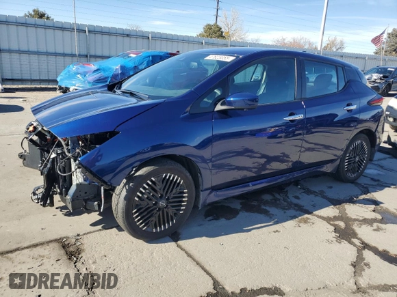 2023 Nissan LEAF SV Plus with VIN 1N4CZ1CV7PC561374, listed as a Copart auction lot 47623055 with 10,572 mi miles and Salvage Title. Bid and sale history available at DreamBid. Image 1.