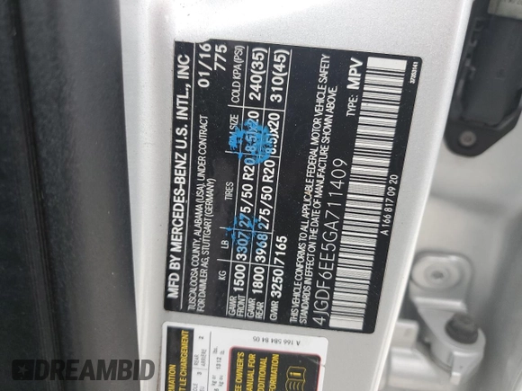 2016 Mercedes-Benz GL with VIN 4JGDF6EE5GA711409, listed as a Copart auction lot 77007854 with 0 mi miles and Salvage Title. Bid and sale history available at carsss.com. Image 14.