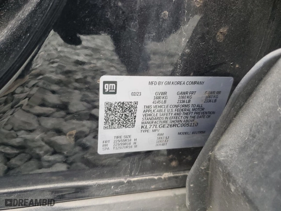 2024 Chevrolet Trax 1RS with VIN KL77LGE26RC005110, listed as a Copart auction lot 48660275 with 43,499 mi miles and Salvage Title. Bid and sale history available at carsss.com. Image 15.