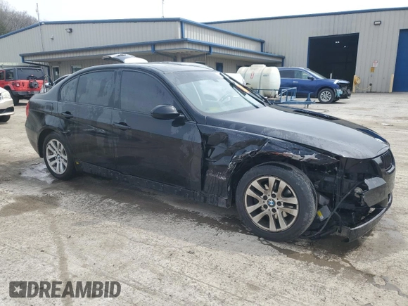 2007 BMW 3 Series 328i with VIN WBAVA33537KX76713, listed as a Copart auction lot 53056835 with 86,423 mi miles and Salvage title. Bid and sale history available at DreamBid. Image 4.