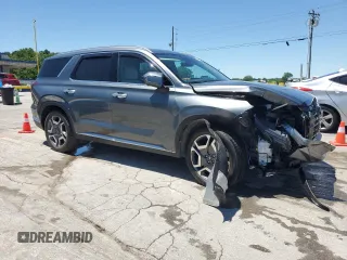 2023 Hyundai Palisade Limited z VIN KM8R54GE9PU624654, wystawiony jako Copart lot #57507355 z przebiegiem 14 600 mil mil oraz Szkoda całkowita • Salvage title. Historia ofert i sprzedaży dostępna na DreamBid. Obrazek 4.