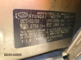 2004 Hyundai Santa Fe GLS z VIN KM8SC13E14U618502, wystawiony jako Copart lot #58607145 z przebiegiem 160 672 mil mil oraz Szkoda całkowita • Salvage title. Historia ofert i sprzedaży dostępna na DreamBid. Obrazek 13.