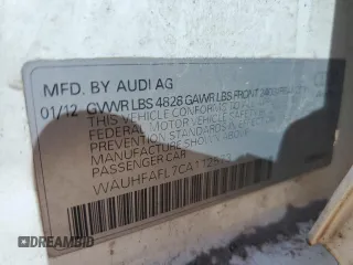 2012 Audi A4 Premium Plus с VIN WAUHFAFL7CA112573, выставлен на аукционе Copart как лот 74479334 с пробегом Не указан миль и Чистый • Clean title. История ставок и продаж доступна на DreamBid. Изображение 14.