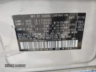 2018 Subaru Outback Premium z VIN 4S4BSACC2J3305199, wystawiony jako IAAI lot #42203899 z przebiegiem 28 804 mil mil oraz . Historia ofert i sprzedaży dostępna na DreamBid. Obrazek 9.