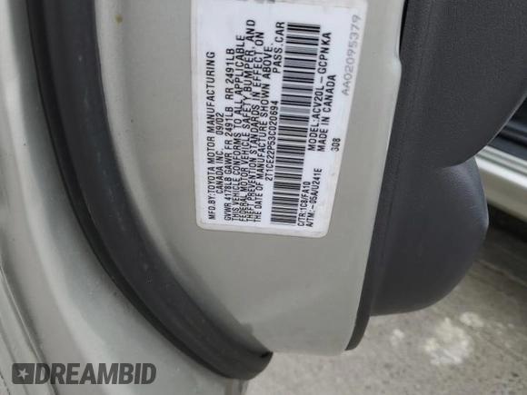 2003 Toyota Solara SE with VIN 2T1CE22P53C020694, listed as a Copart auction lot 76614494 with 149,843 mi miles and Clean Title. Bid and sale history available at DreamBid. Image 12.