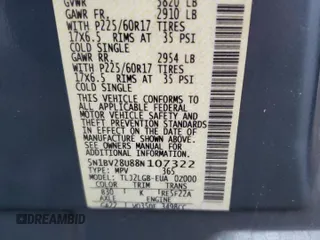 2008 Nissan Quest SL with VIN 5N1BV28U88N107322, listed as a Copart auction lot 41386045 with 154,188 mi miles and Salvage Title. Bid and sale history available at carsss.com. Image 15.