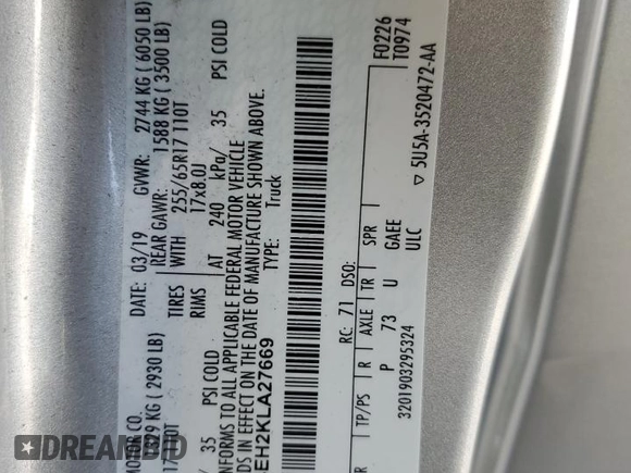 2019 Ford Ranger XL with VIN 1FTER4EH2KLA27669, listed as a Copart auction lot 49649515 with 64,056 mi miles and Salvage Title. Bid and sale history available at DreamBid. Image 14.