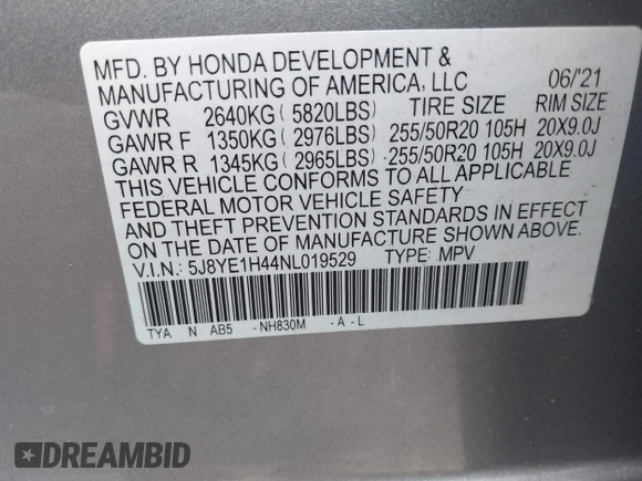 2022 Acura MDX Technology with VIN 5J8YE1H44NL019529, listed as a IAAI auction lot 41138080 with 17,757 mi miles and . Bid and sale history available at DreamBid. Image 9.