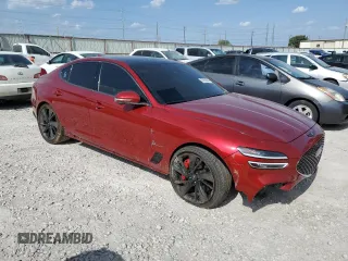 2023 Genesis G70 3.3T with VIN KMTG54TE1PU128010, listed as a Copart auction lot 67628944 with 11,307 mi miles and Salvage Title. Bid and sale history available at carsss.com. Image 4.