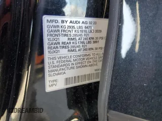 2023 Audi Q8 Premium with VIN WA1AVBF1XPD020187, listed as a Copart auction lot 75623334 with 8,308 mi miles and Salvage title. Bid and sale history available at DreamBid. Image 14.
