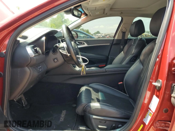 2021 Genesis G70 3.3T with VIN KMTG74LE2MU074173, listed as a Copart auction lot 58236675 with 65,665 mi miles and Salvage title. Bid and sale history available at DreamBid. Image 7.