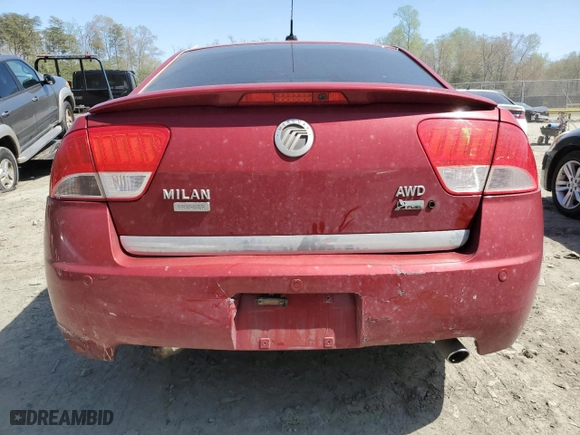 2010 Mercury Milan Premier with VIN 3MEHM0CG9AR623374, listed as a Copart auction lot 52638835 with 106,545 mi miles and Salvage Title. Bid and sale history available at carsss.com. Image 6.