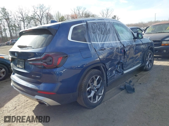 2023 BMW X3 xDrive30i with VIN 5UX53DP08P9T05714, listed as a IAAI auction lot 41901855 with 12,093 mi miles. Bid and sale history available at carsss.com. Image 4.