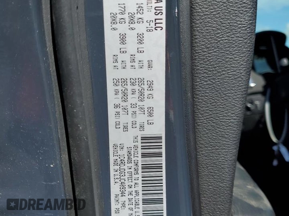 2018 Dodge Durango GT with VIN 1C4RDJDG3JC409344, listed as a Copart auction lot 56226295 with 102,297 mi miles and Salvage title. Bid and sale history available at DreamBid. Image 13.