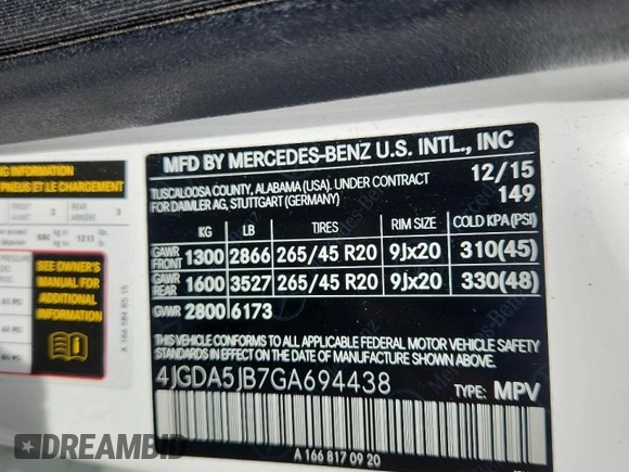 2016 Mercedes-Benz GLE 350 with VIN 4JGDA5JB7GA694438, listed as a Copart auction lot 61770865 with 67,797 mi miles and Clean title. Bid and sale history available at DreamBid. Image 13.