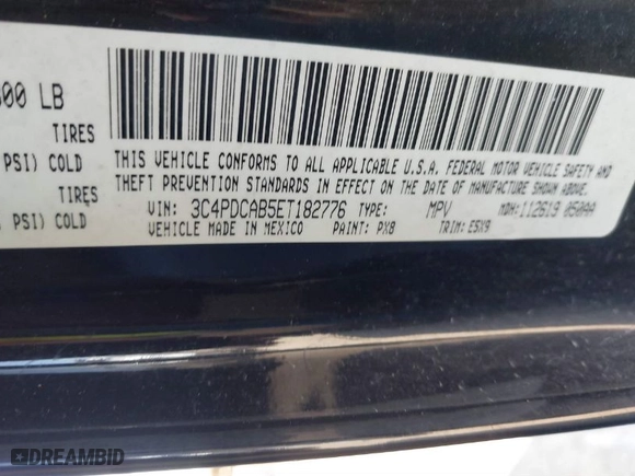 2014 Dodge Journey SE with VIN 3C4PDCAB5ET182776, listed as a IAAI auction lot 41703328 with 199,616 mi miles. Bid and sale history available at carsss.com. Image 9.