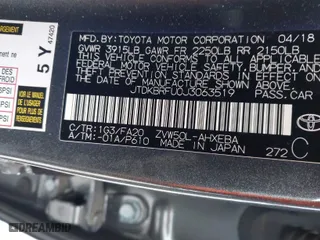 2018 Toyota Prius Two with VIN JTDKBRFU0J3063519, listed as a IAAI auction lot 41272301 with 88,084 mi miles. Bid and sale history available at carsss.com. Image 9.