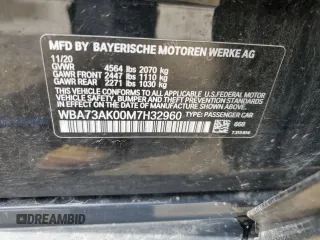 2021 BMW 2 Series 228i xDrive with VIN WBA73AK00M7H32960, listed as a Copart auction lot 52205695 with 39,240 mi miles and Salvage title. Bid and sale history available at DreamBid. Image 12.