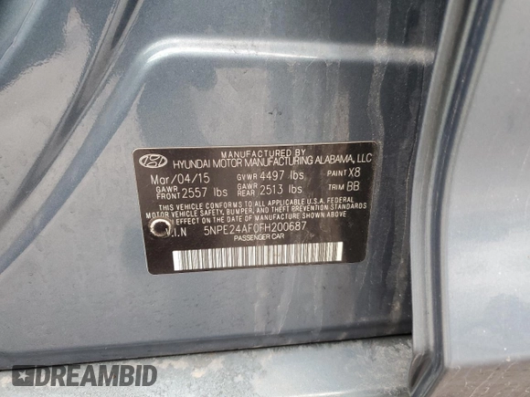 2015 Hyundai Sonata SE z VIN 5NPE24AF0FH200687, wystawiony jako Copart lot #55123525 z przebiegiem 111 325 mil mil oraz Szkoda całkowita • Salvage title. Historia ofert i sprzedaży dostępna na DreamBid. Obrazek 12.