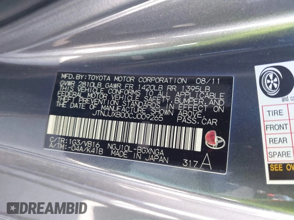 2012 Scion iQ z VIN JTNJJXB00CJ009265, wystawiony jako IAAI lot #41742947 z przebiegiem 95 857 mil mil oraz . Historia ofert i sprzedaży dostępna na DreamBid. Obrazek 9.