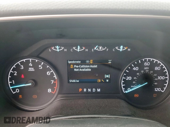 2022 Ford F-150 XL with VIN 1FTMF1C59NKF26135, listed as a Copart auction lot 60034745 with 57,430 mi miles and Salvage title. Bid and sale history available at DreamBid. Image 9.