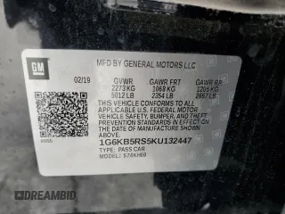 2019 Cadillac CT6 Luxury AWD с VIN 1G6KB5RS5KU132447, выставлен на аукционе Copart как лот 61959735 с пробегом 73 409 миль миль и Списание • Salvage title. История ставок и продаж доступна на DreamBid. Изображение 12.