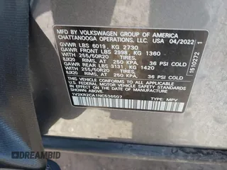 2022 Volkswagen Atlas SE с VIN 1V2KR2CA1NC536507, выставлен на аукционе IAAI как лот 42078077 с пробегом 59 539 миль миль и . История ставок и продаж доступна на DreamBid. Изображение 9.