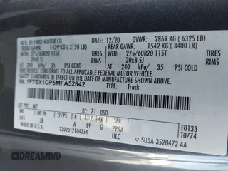 2021 Ford F-150 XL with VIN 1FTEX1CP5MFA52842, listed as a IAAI auction lot 42520858 with 107,873 mi miles and . Bid and sale history available at DreamBid. Image 9.
